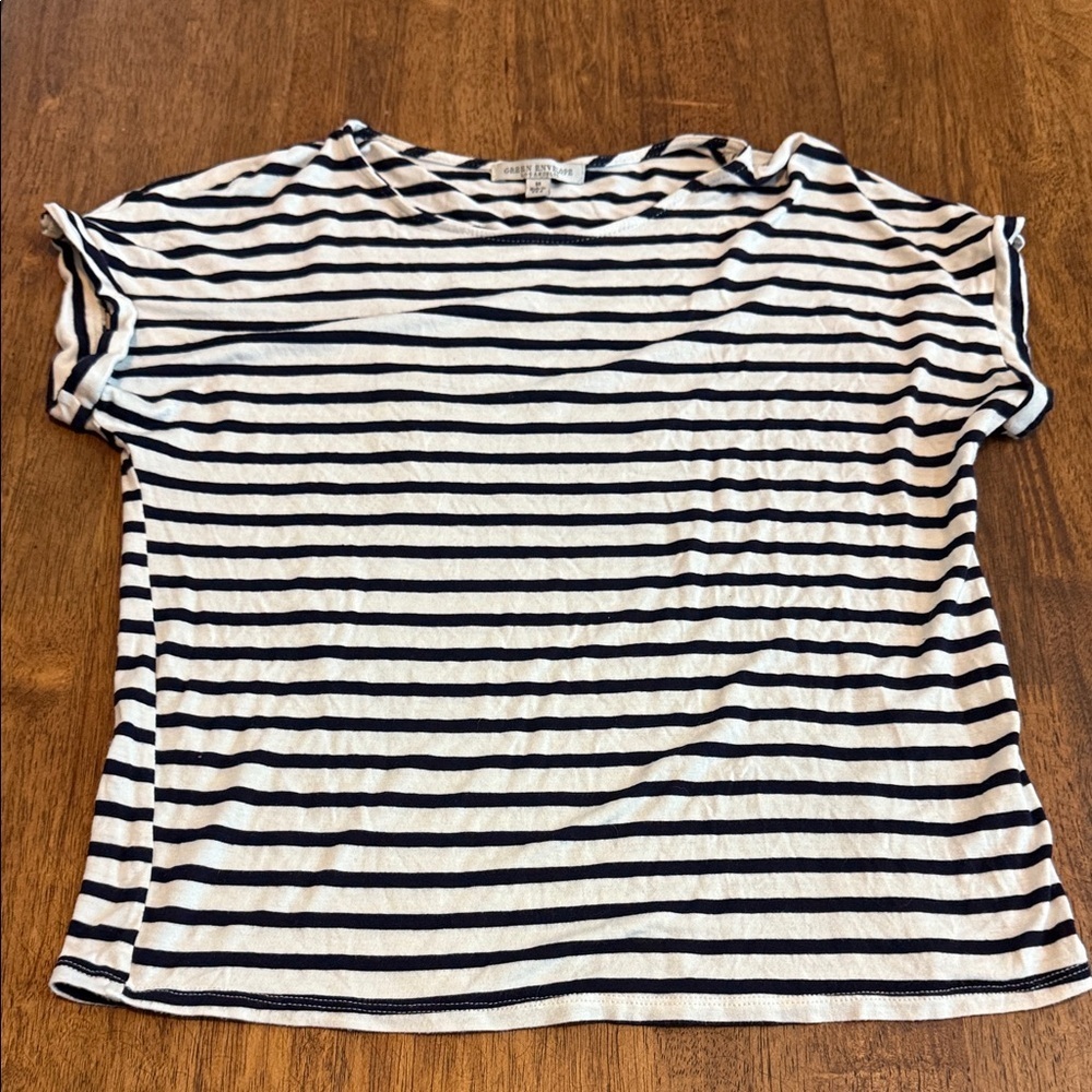 Navy and White Striped Short Sleeve Tee